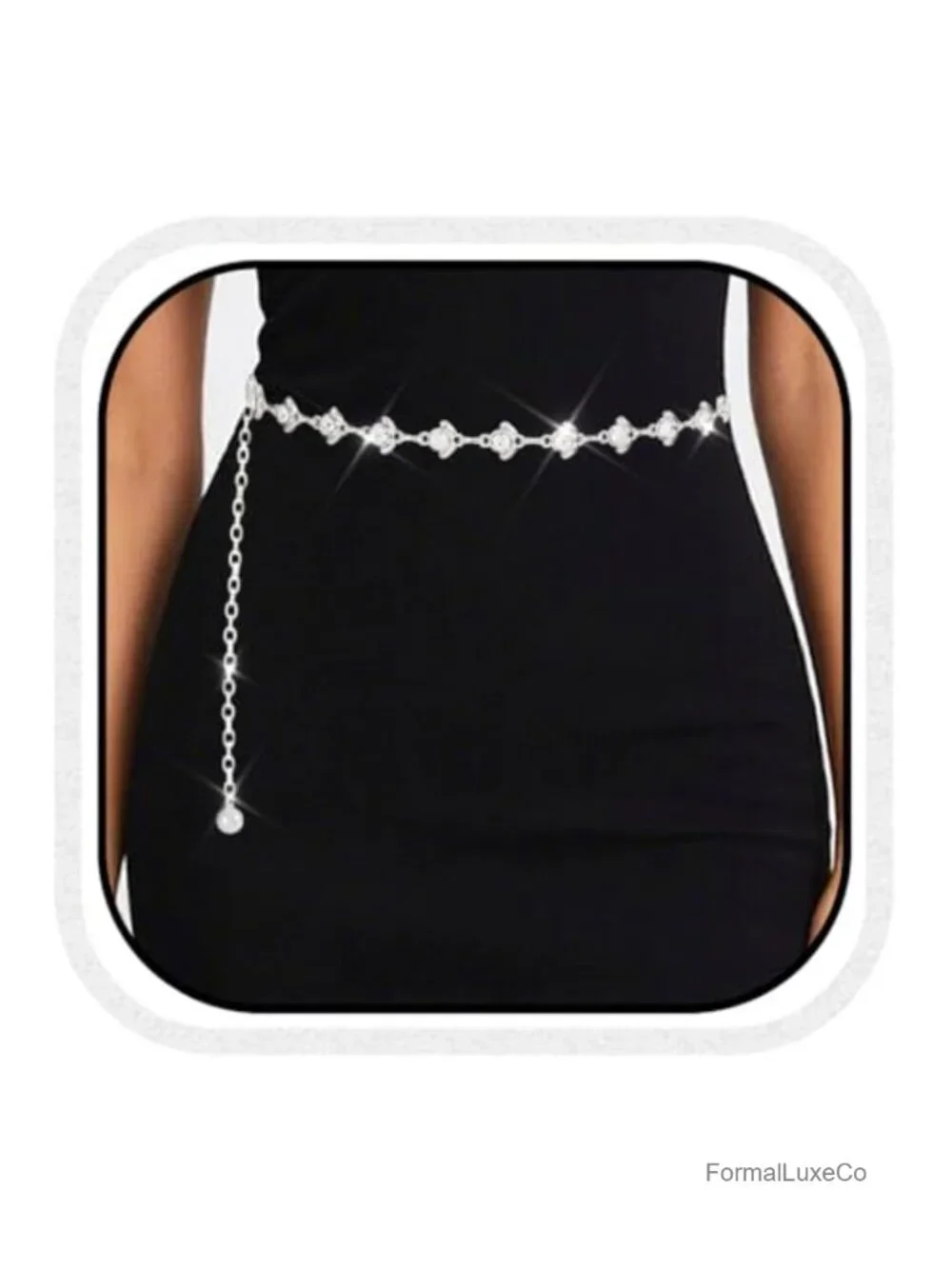Rhinestone Waist Chain Belt Sparkly Adjustable Dress Belt Women Bling Jewelry